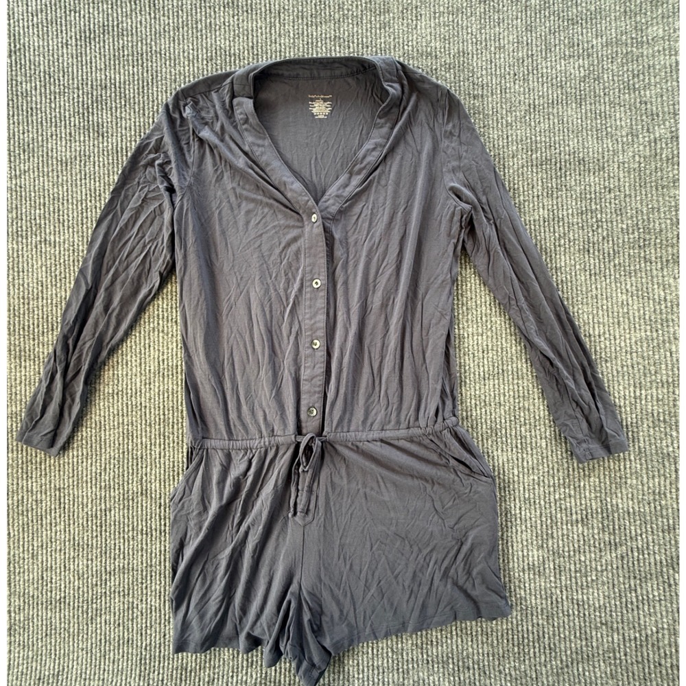 Knix by Knixwear Women Gray Modal Long Sleeve Romper Loungewear Large LTEDDY101L